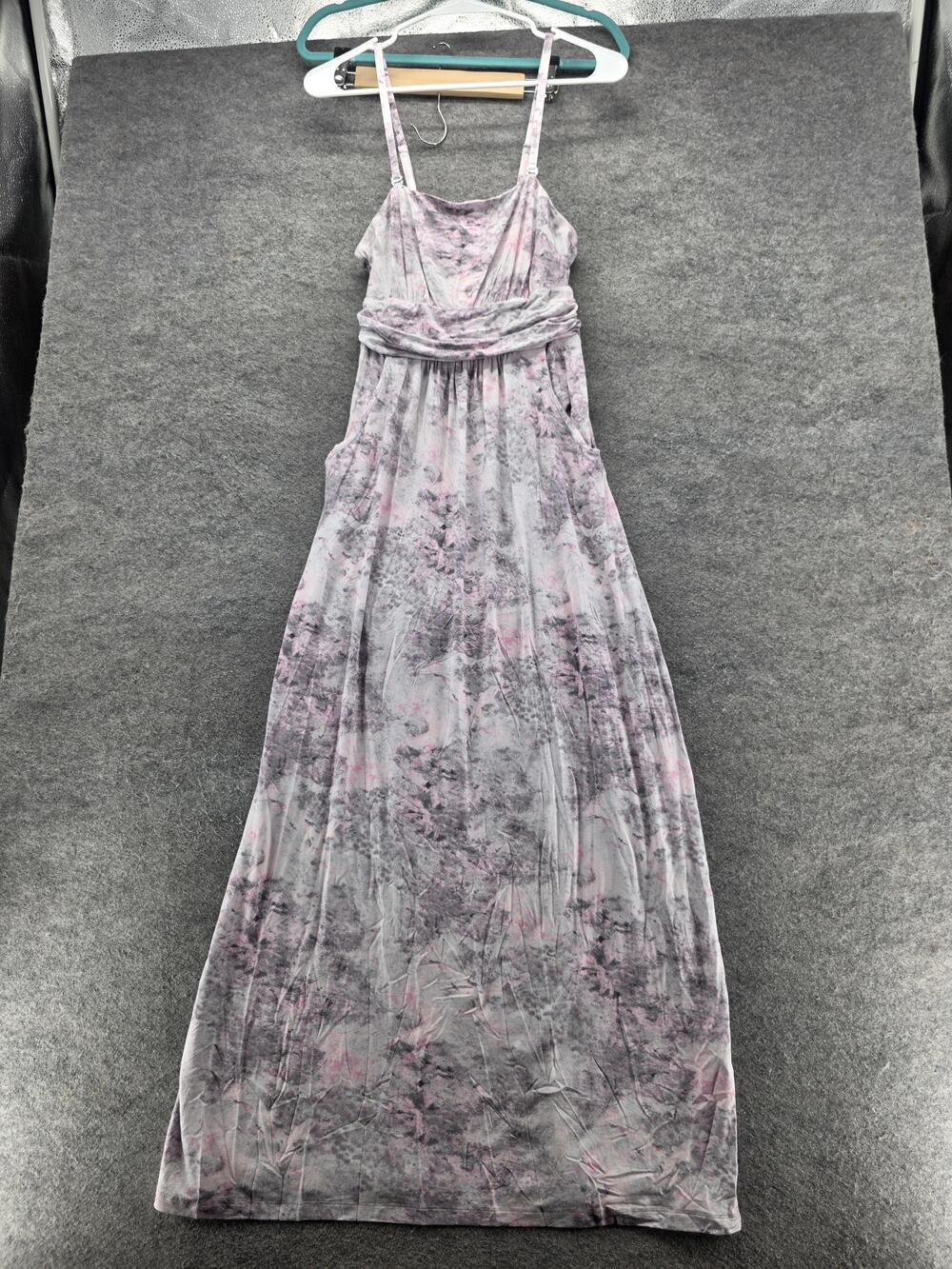 Cynthia Rowley Dress Womens Small Pink Gray Tie Dye Maxi Spaghetti Strap Casual
